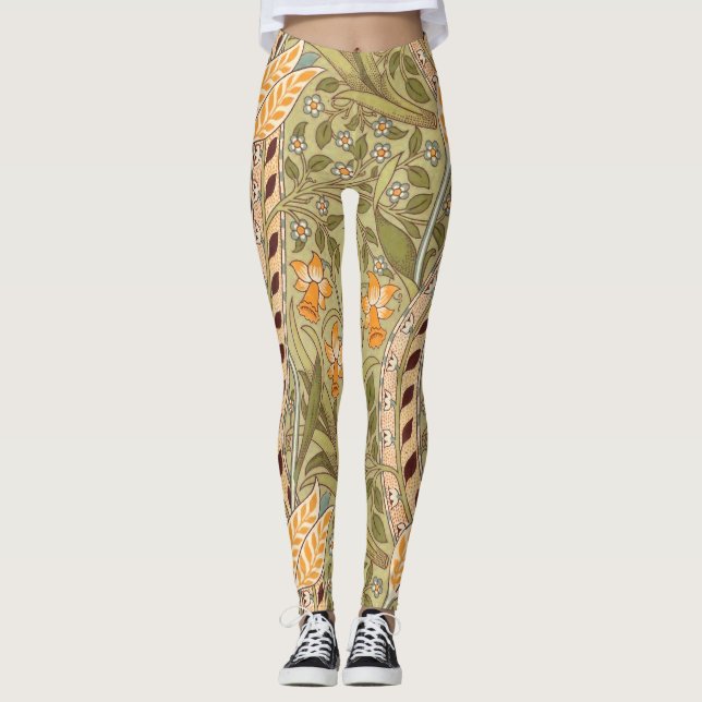 William Morris Daffodil Garden Blume Classic Bota Leggings (Vorderseite)