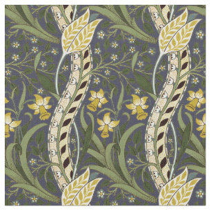 William Morris Daffodil Vintag Dark Blue Pattern Stoff