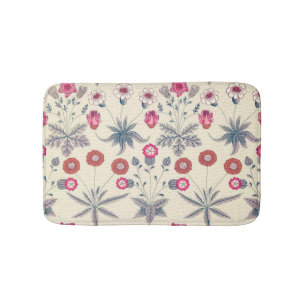 William Morris Daisy Floral Pattern Red Orange Badematte