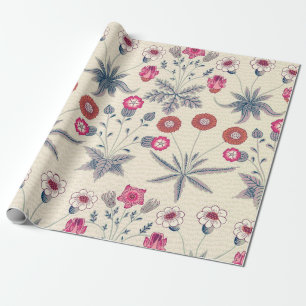 William Morris Daisy Floral Pattern Red Orange Geschenkpapier
