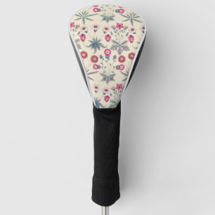 William Morris Daisy Floral Pattern Red Orange Golf Headcover
