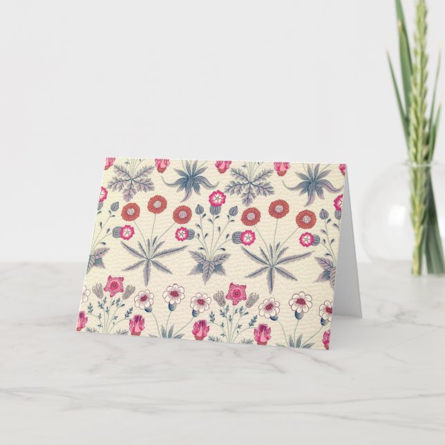 William Morris Daisy Floral Pattern Red Orange Karte (Vorderseite)