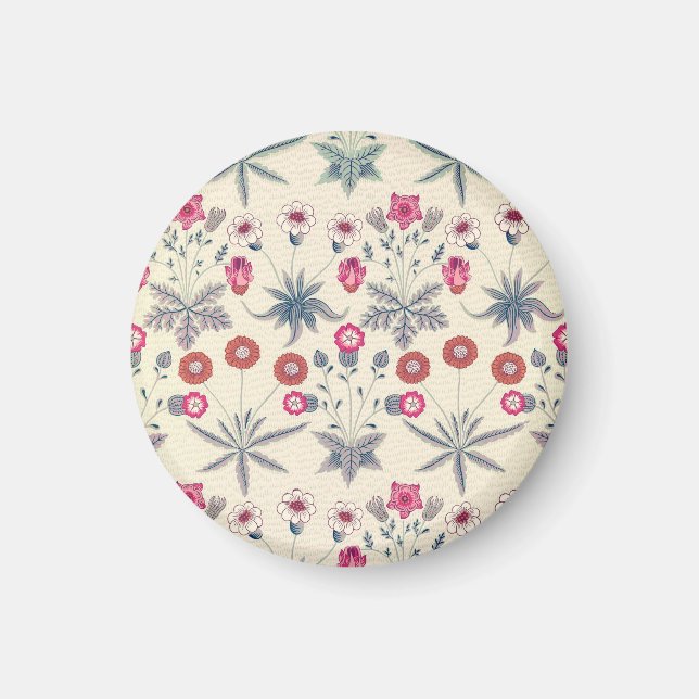 William Morris Daisy Floral Pattern Red Orange Magnet (Vorne)
