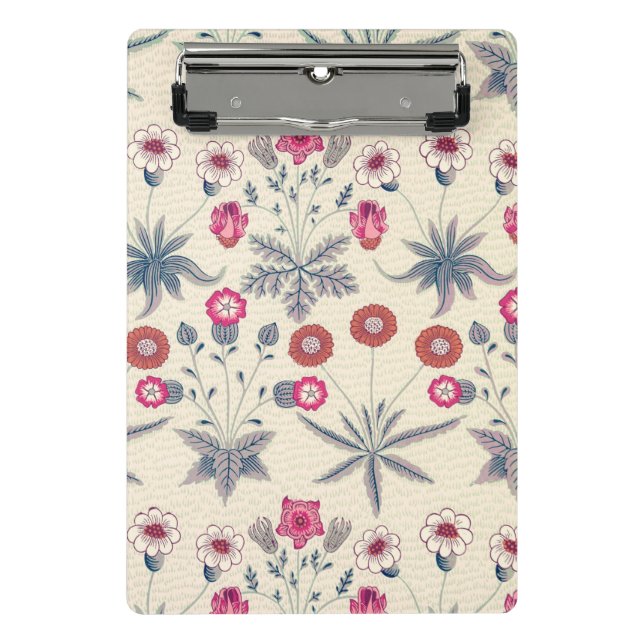 William Morris Daisy Floral Pattern Red Orange Mini Klemmbrett (Vorderseite)