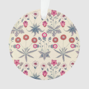 William Morris Daisy Floral Pattern Red Orange Ornament