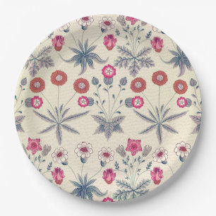 William Morris Daisy Floral Pattern Red Orange Pappteller
