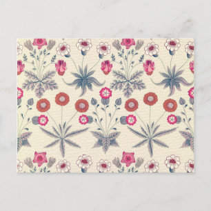 William Morris Daisy Floral Pattern Red Orange Postkarte