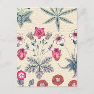 William Morris Daisy Floral Pattern Red Orange Postkarte
