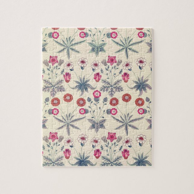 William Morris Daisy Floral Pattern Red Orange Puzzle (Vertikal)