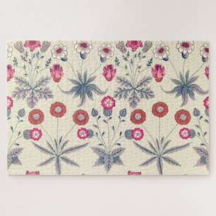 William Morris Daisy Floral Pattern Red Orange Puzzle