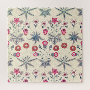 William Morris Daisy Floral Pattern Red Orange Puzzle