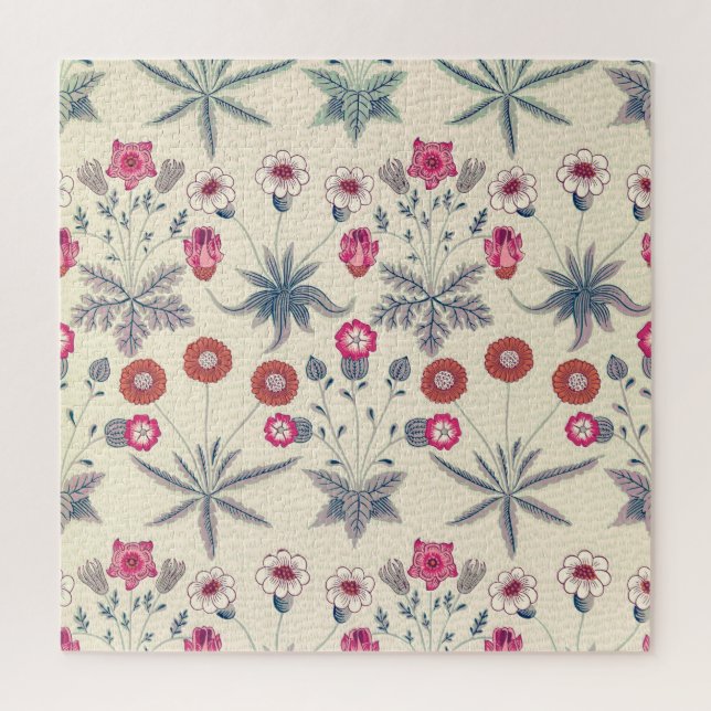 William Morris Daisy Floral Pattern Red Orange Puzzle (Vertikal)