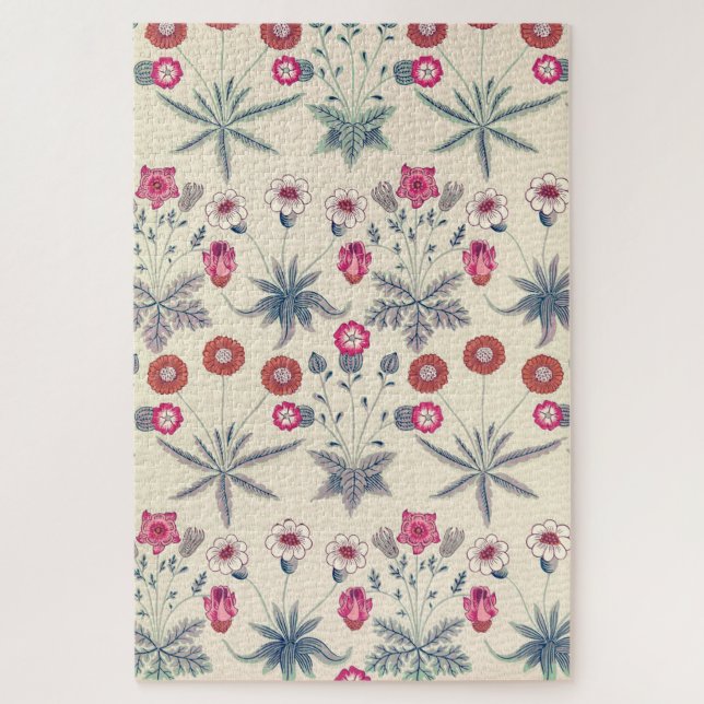 William Morris Daisy Floral Pattern Red Orange Puzzle (Vertikal)
