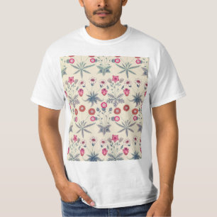 William Morris Daisy Floral Pattern Red Orange T-Shirt