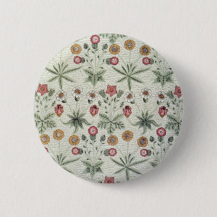 William Morris Daisy Floral Wallpaper Pattern Button