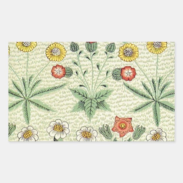William Morris Daisy Floral Wallpaper Pattern Rechteckiger Aufkleber (Vorderseite)