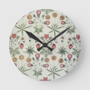 William Morris Daisy Floral Wallpaper Pattern Runde Wanduhr