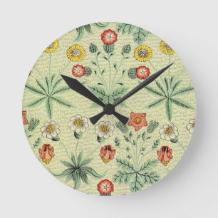 William Morris Daisy Floral Wallpaper Pattern Runde Wanduhr