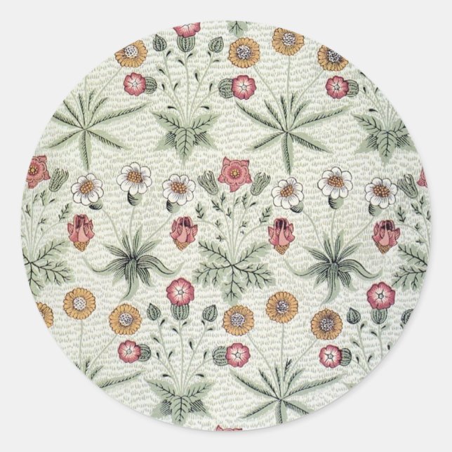 William Morris Daisy Floral Wallpaper Pattern Runder Aufkleber (Vorderseite)