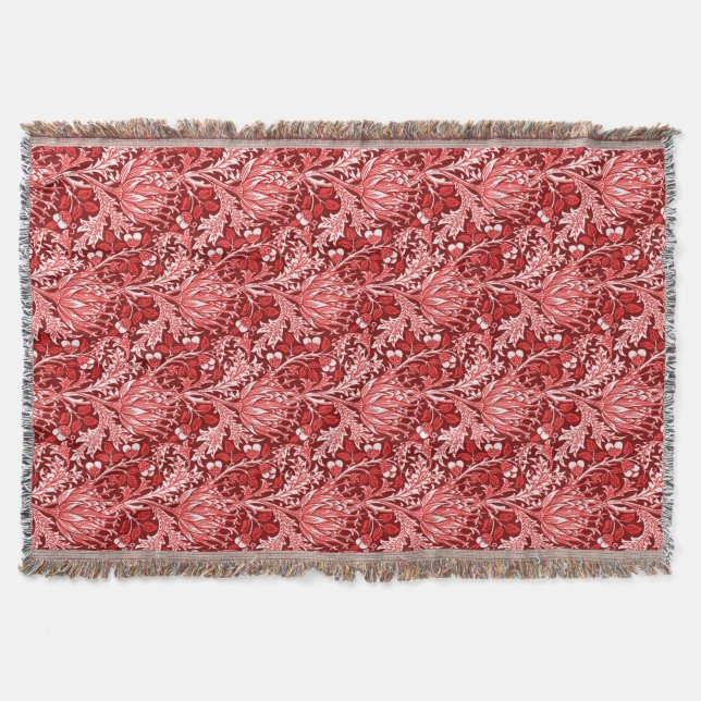 William Morris Damask, Dark Red & White Decke (Vorderseite)