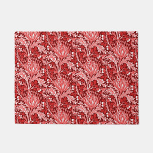 William Morris Damask, Dark Red & White Fußmatte
