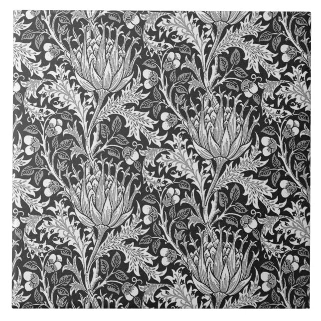William Morris Damask, Dunkelgrau Fliese (Vorderseite)