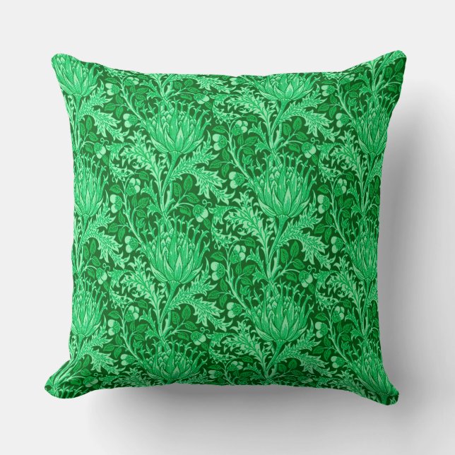 William Morris Damask, Emerald Green Kissen (Vorderseite)