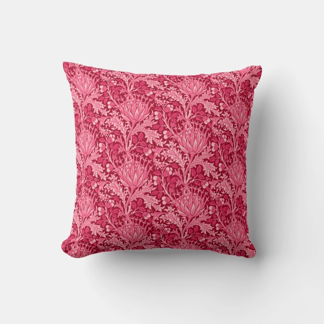 William Morris Damask, Fuchsia Pink Kissen (Vorderseite)