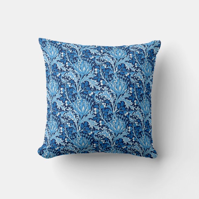 William Morris Damask, Navy & White Kissen (Vorderseite)