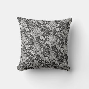 William Morris-Damast, dunkelgrau Kissen