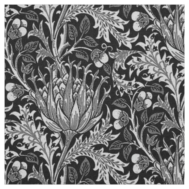 William Morris-Damast, dunkelgrau Stoff (Muster)