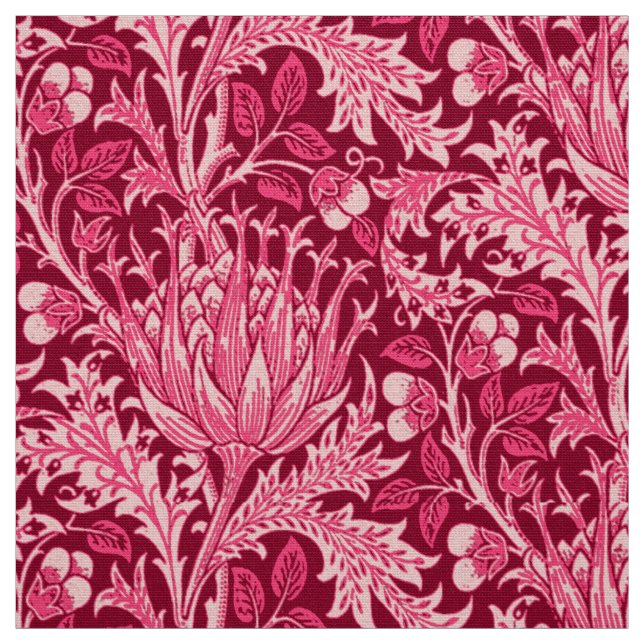 William Morris-Damast, Fuchsien-Rosa Stoff (Muster)