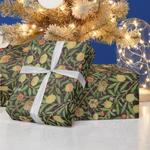 William Morris Dark Granatapfel Fruchtmuster Geschenkpapier