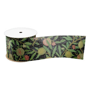 William Morris Dark Granatapfel Fruchtmuster Satinband