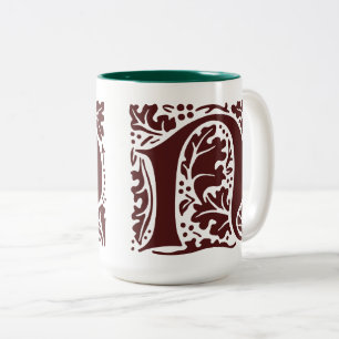 William Morris Dark Red Art Crafts Monogram Zweifarbige Tasse