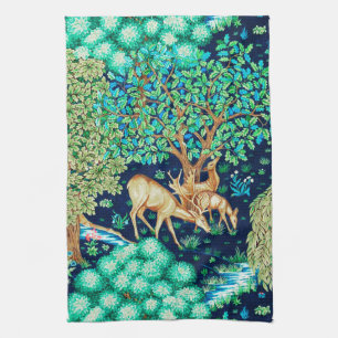 William Morris Deer by a Brook Tapesto Indigo Geschirrtuch