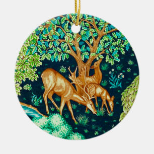 William Morris Deer by a Brook Tapesto Indigo Keramik Ornament