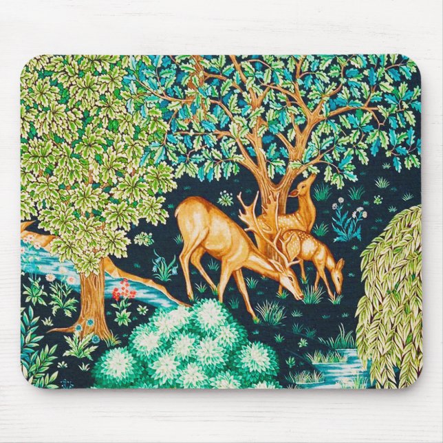 William Morris Deer by a Brook Tapesto Indigo Mousepad (Vorne)