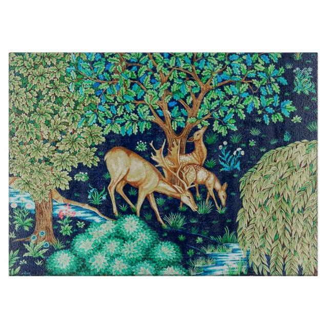 William Morris Deer by a Brook Tapesto Indigo Schneidebrett (Vorderseite)