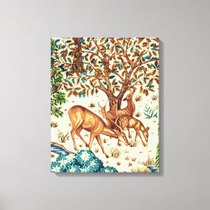 William Morris Deer by a Brook Tapestry Beige Leinwanddruck