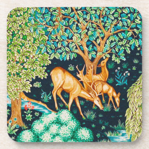 William Morris Deer by a Brook Tapestry Indigo Getränkeuntersetzer
