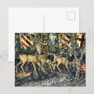 William Morris Deer und Shields in Verdant Realm Postkarte