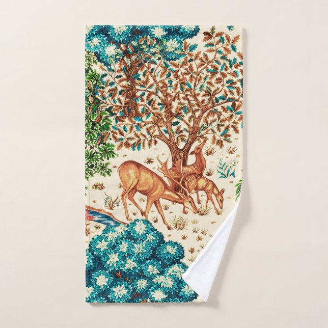 William Morris Deer von Brook Beige und Green Badhandtuch Set (Handtuch)