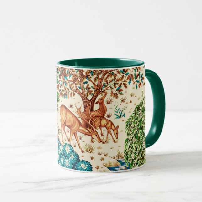William Morris Deer von Brook Beige und Green  Tasse (VorderseiteRechts)