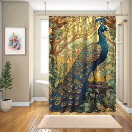 William Morris Design, Pfau im Wald Duschvorhang
