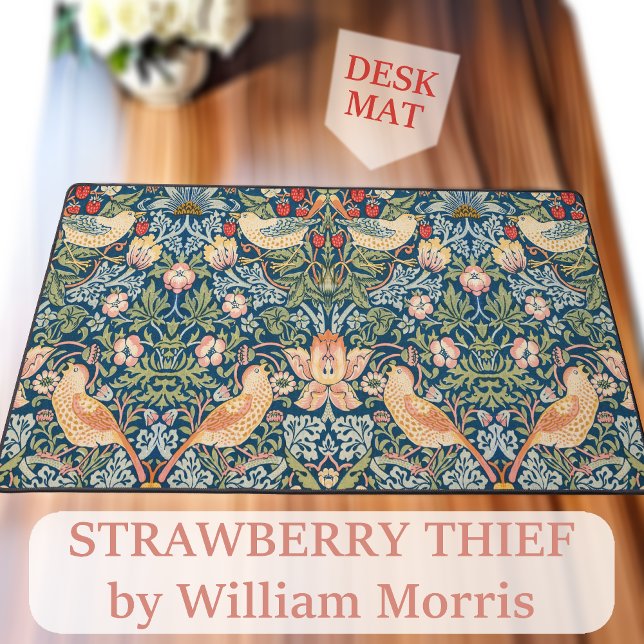 William Morris Desk Mats - Strawberry Thief Print Schreibtischunterlage (Experience Timeless Beauty with the Strawberry Thief Desk Mat! Art by William Morris. 🍓🖥️)