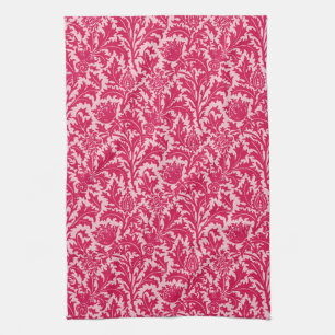 William Morris-Distel-Damast, Fuchsien-Rosa Handtuch