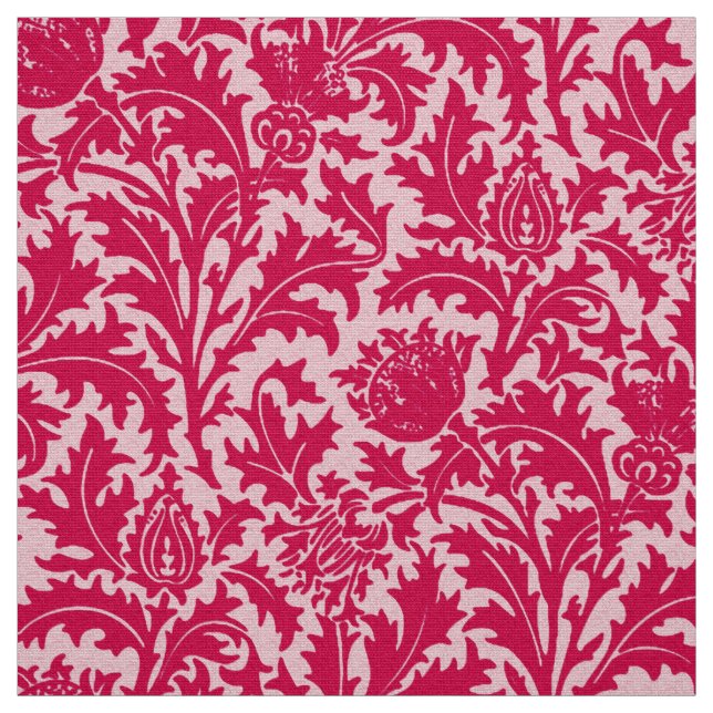 William Morris-Distel-Damast, Fuchsien-Rosa Stoff (Muster)
