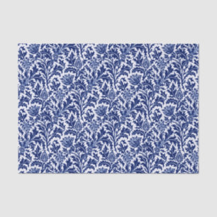 William Morris-Distel-Damast, Kobalt-Blau u. Weiß Seidenpapier