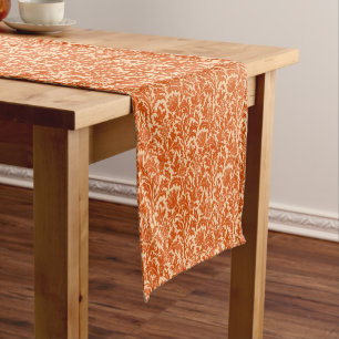 William Morris Distel Damast, Mandarin Orange Kurzer Tischläufer
